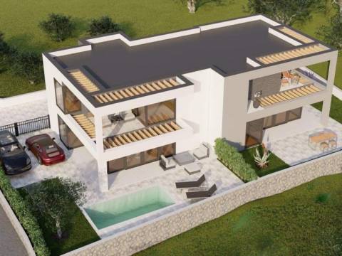 Otok Krk, Malinska- luksuzna villa sa dvije stambene jedinice, bazen