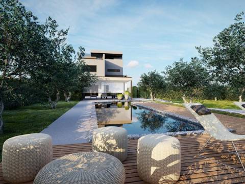 Vir, moderna villa sa bazenom, s pogledom na more   https://mydalmacia.de/E