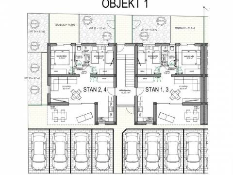 Vir, apartman 1S2, prizemlje 100m do plaže južna strana
