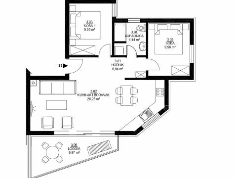 Квартиры Povile, Novi Vinodolski, 69,22m2
