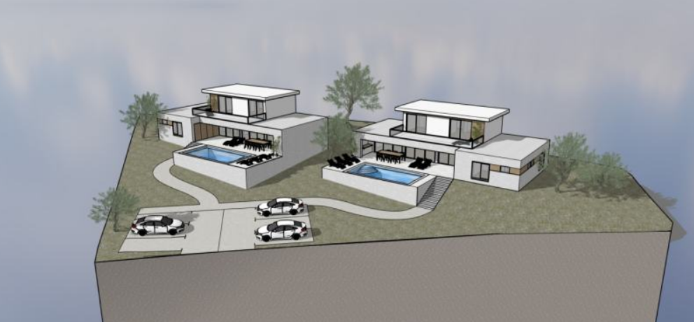 KAROJBA, GRAĐEVINSKO ZEMLJIŠTE SA GRAĐEVINSKOM DOZVOLOM ZA DVIJE MODERNE KUĆE