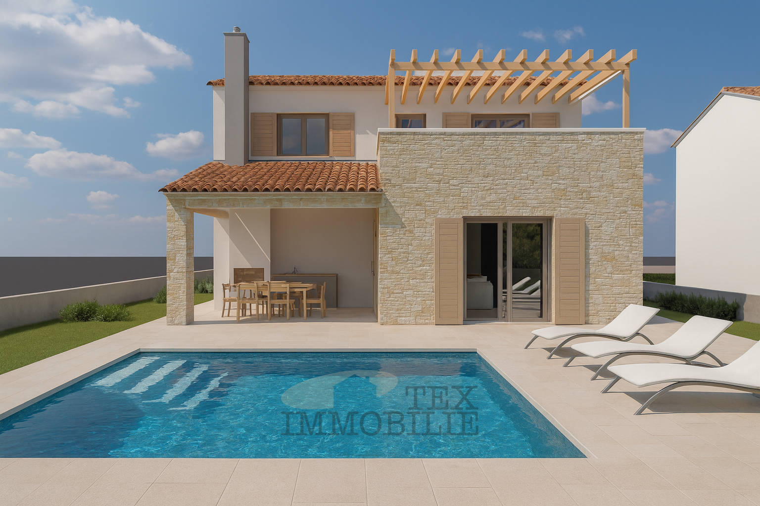 Bereich Poreč, Haus mit Swimmingpool im Bau