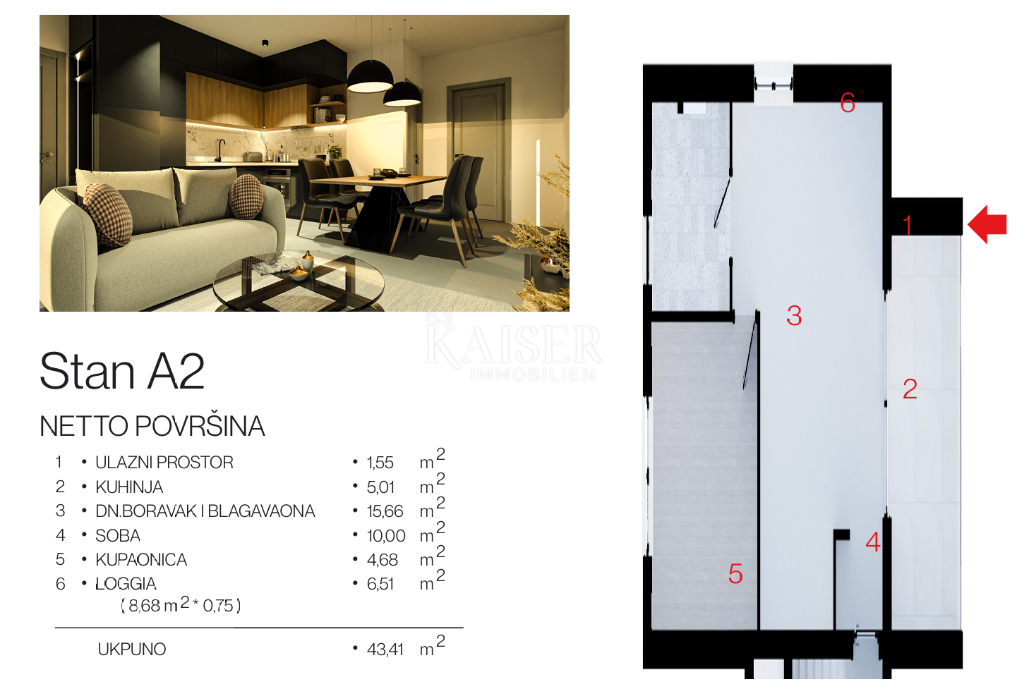Flat Rogoznica, 1m2