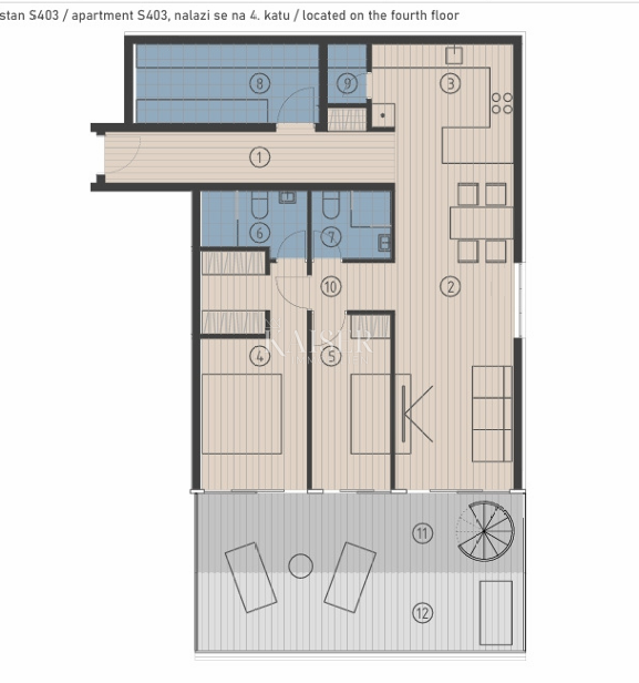 Jesenice, Dugi rat - Exklusives Penthouse mit Dachterrasse S403 mit Panoramablick, erste Reihe zum Meer