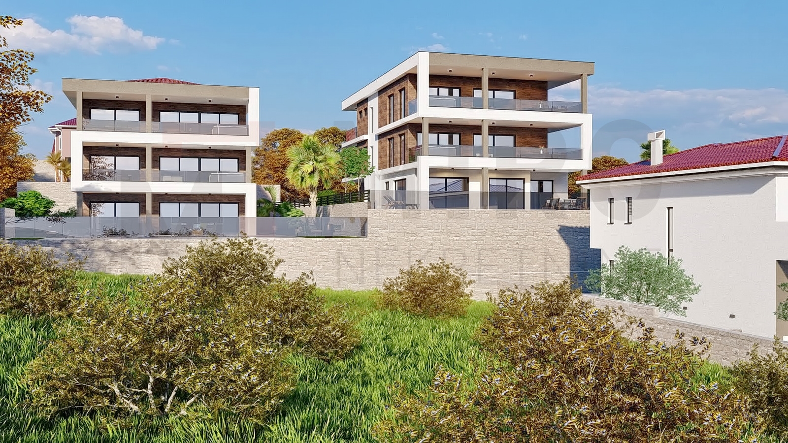 Vrbnik, novogradnja, luksuzni apartman u prizemlju s okućnicom i bazenom