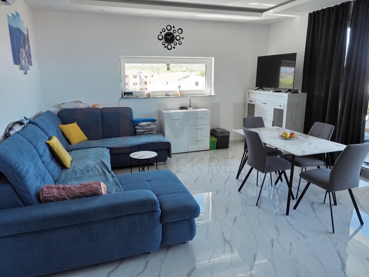 Malinska, namješten apartman s panoramskim pogledom na  more